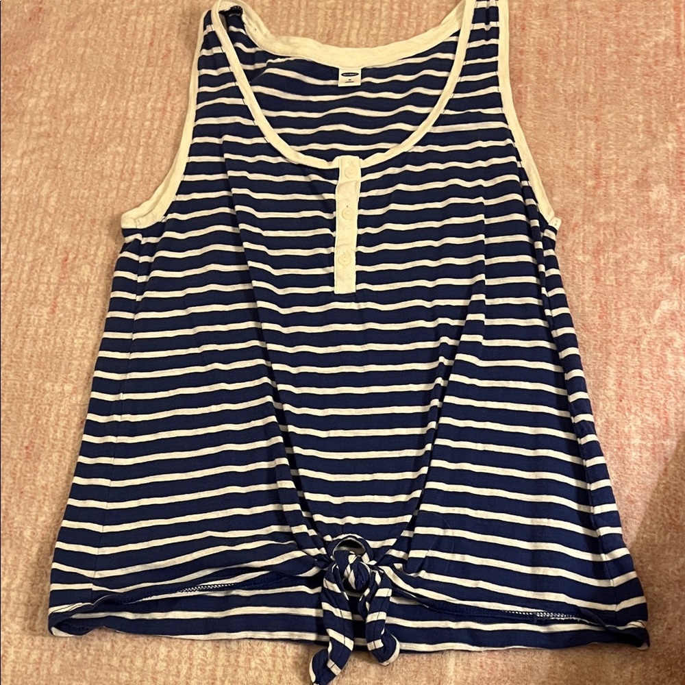 Old Navy Navy and White Striped Tank Top